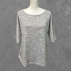 CROFT & BARROW | Heather Ruched Sides Round Neck Knit Short Sleeve Top Size XL